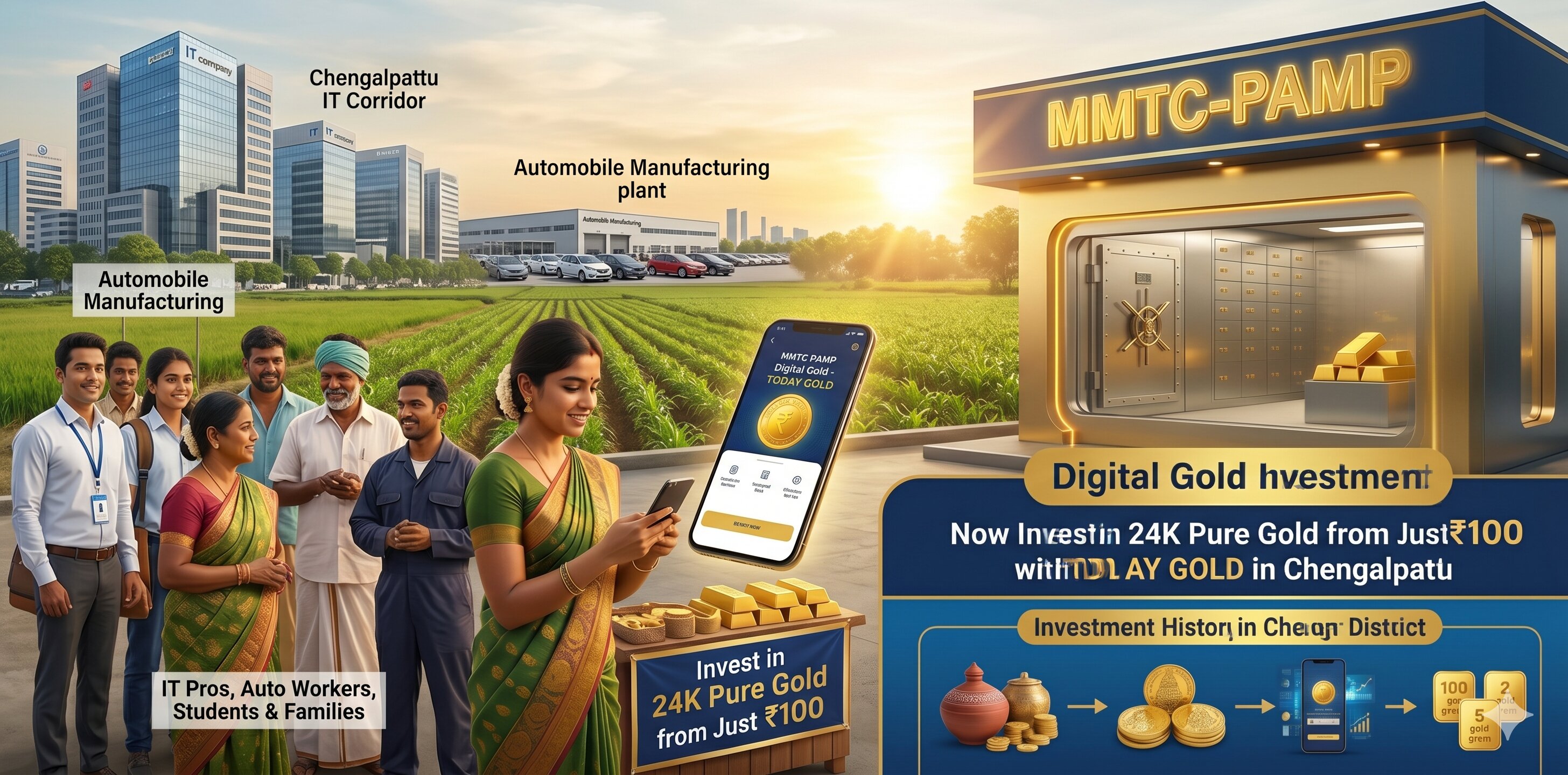 Digital gold investment with TODAY GOLD in Chengalpattu – MMTC-PAMP 24K pure gold