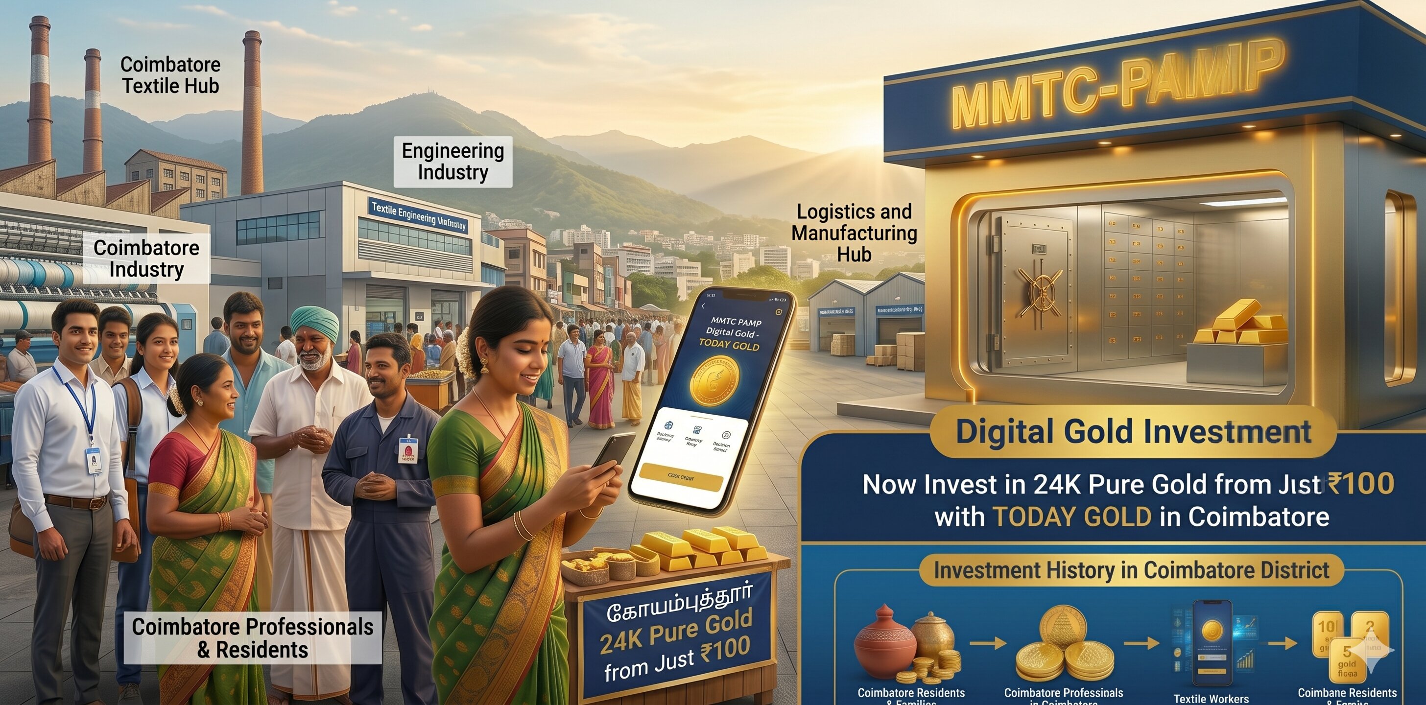 Digital gold investment with TODAY GOLD in Coimbatore – MMTC-PAMP 24K pure gold