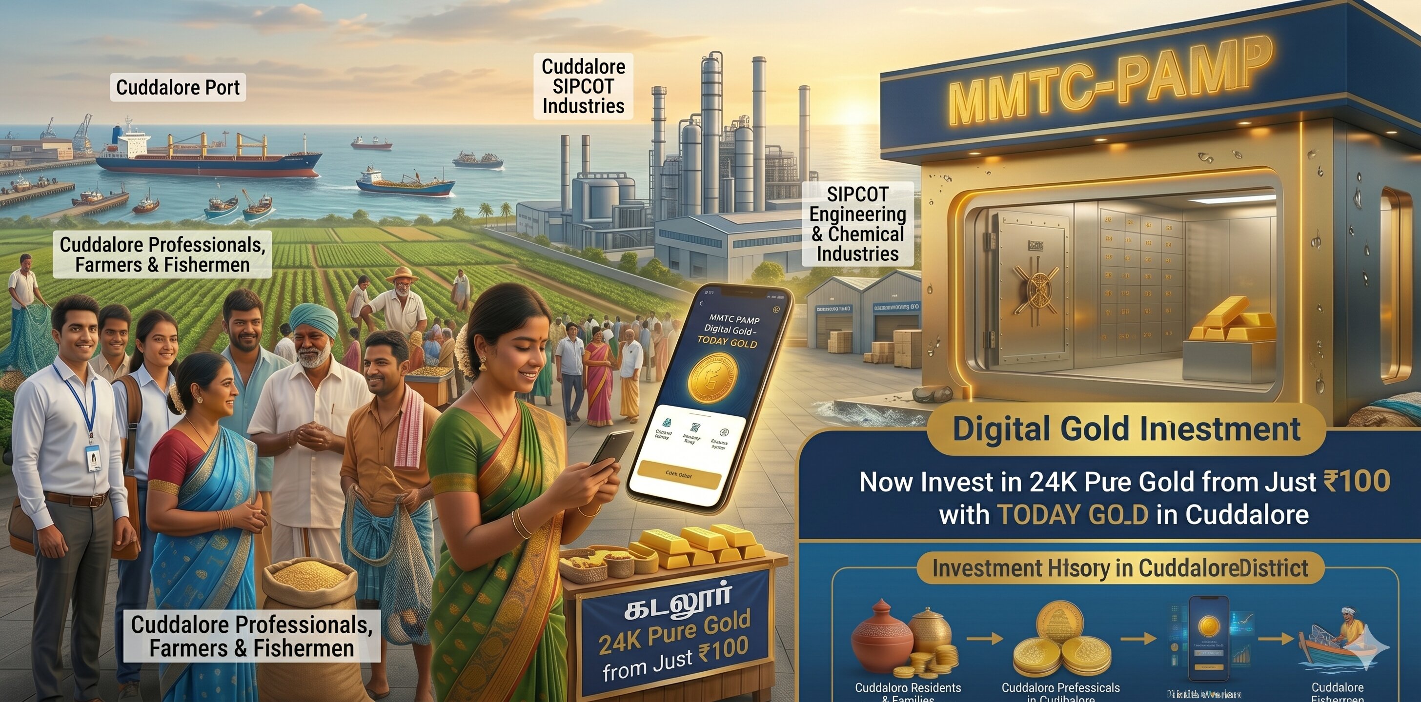 Digital gold investment with TODAY GOLD in Cuddalore – MMTC-PAMP 24K pure gold