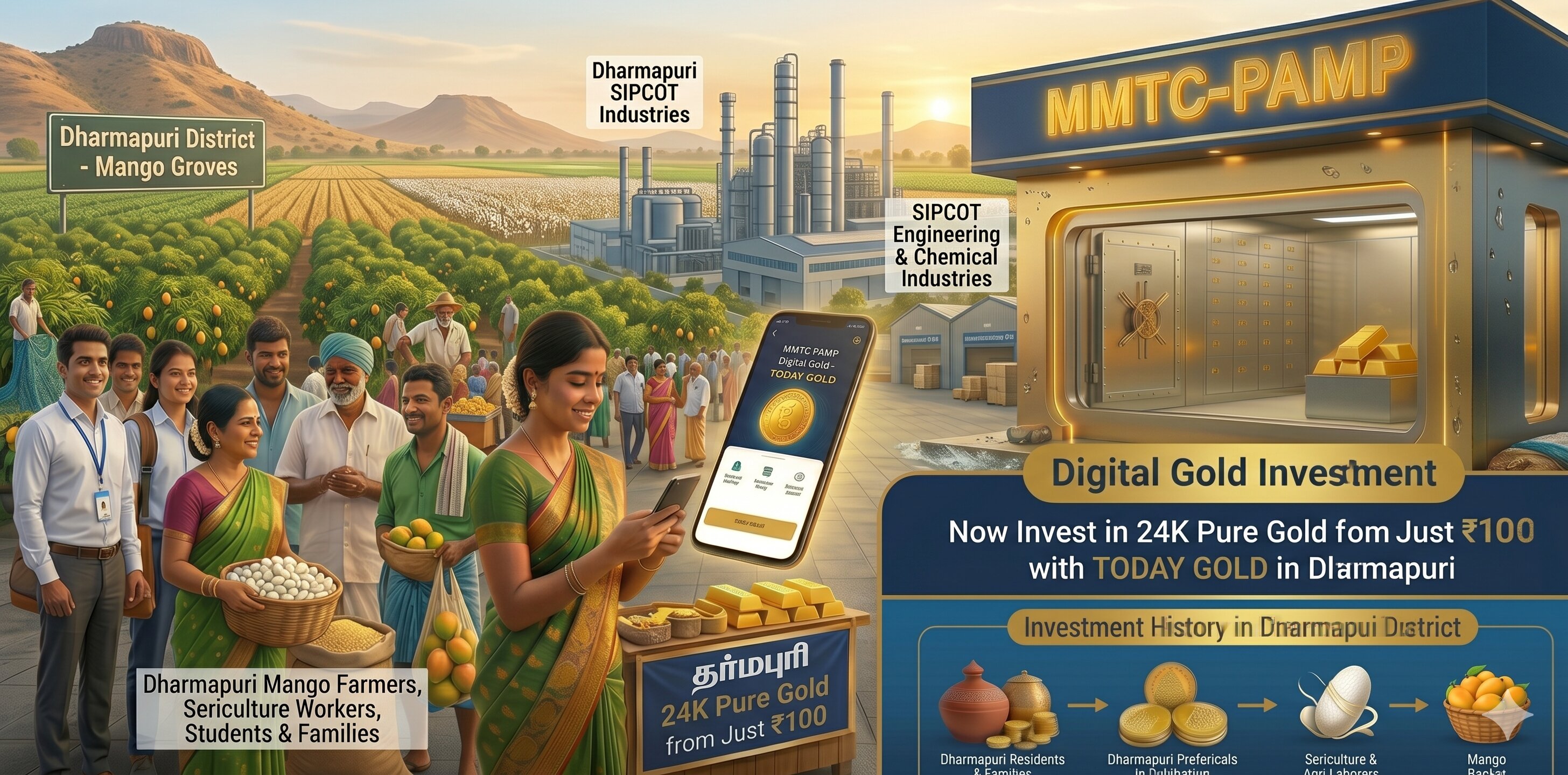 Digital gold investment with TODAY GOLD in Dharmapuri – MMTC-PAMP 24K pure gold
