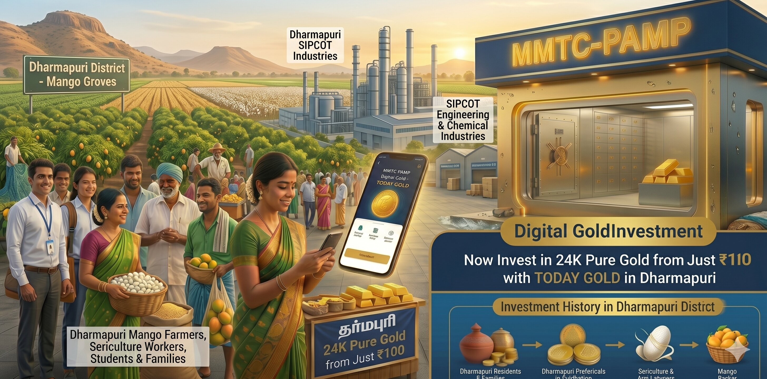 Digital gold investment with TODAY GOLD in Dindigul – MMTC-PAMP 24K pure gold