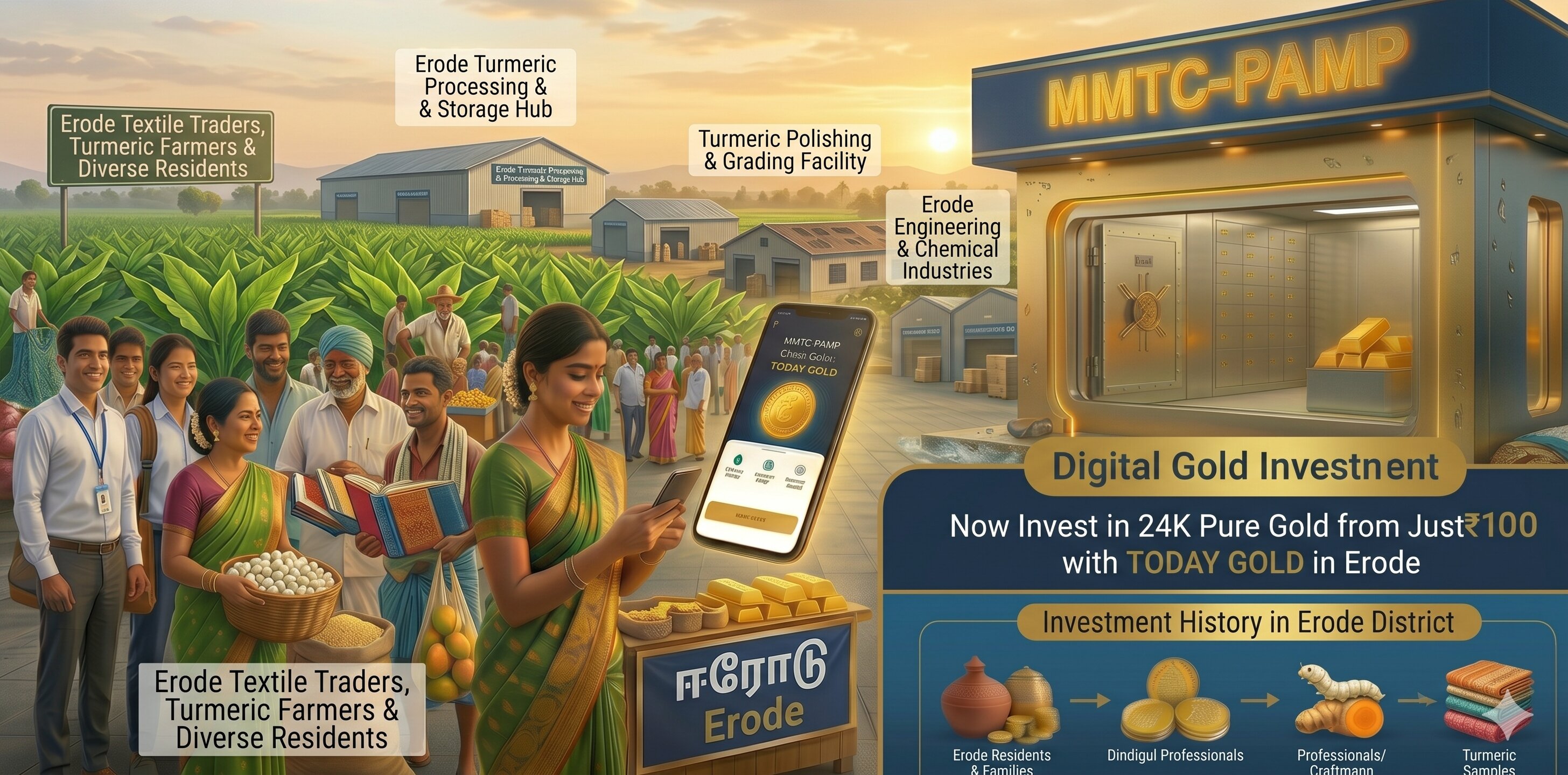 Digital gold investment with TODAY GOLD in Erode – MMTC-PAMP 24K pure gold