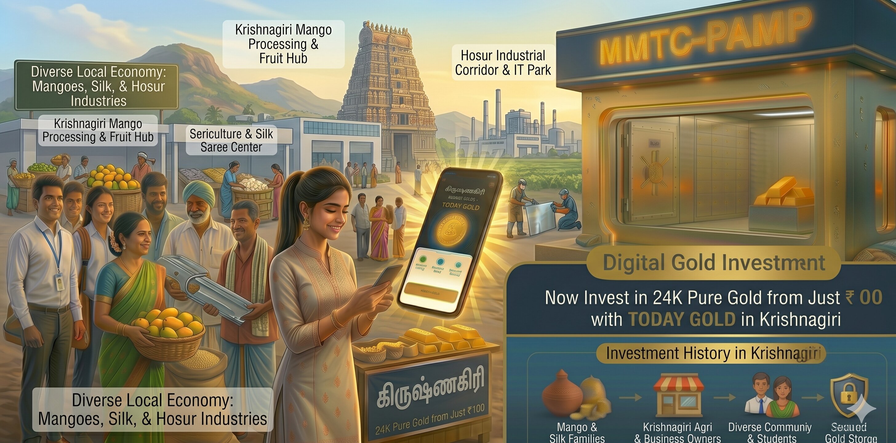 Digital gold investment with TODAY GOLD in Krishnagiri – MMTC-PAMP 24K pure gold