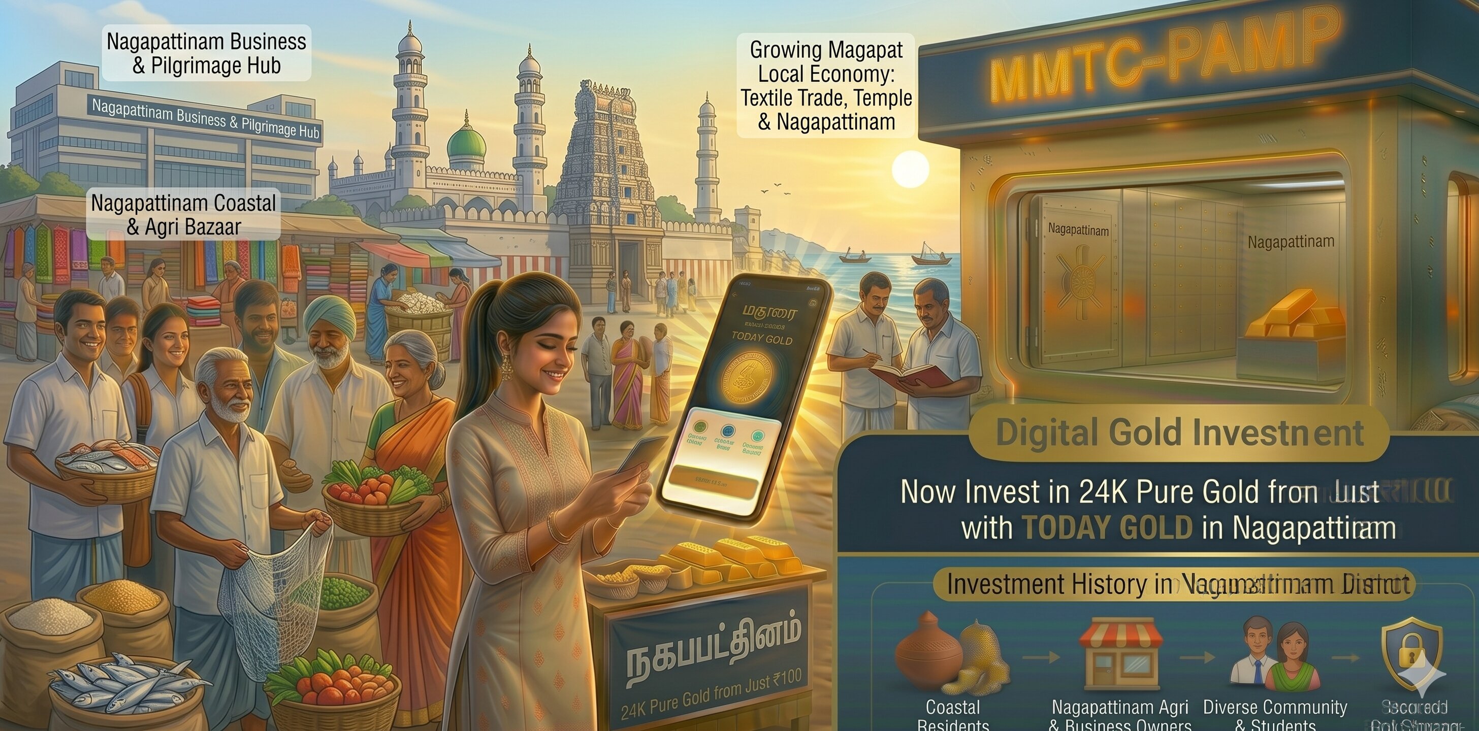 Digital gold investment with TODAY GOLD in Nagapattinam – MMTC-PAMP 24K pure gold