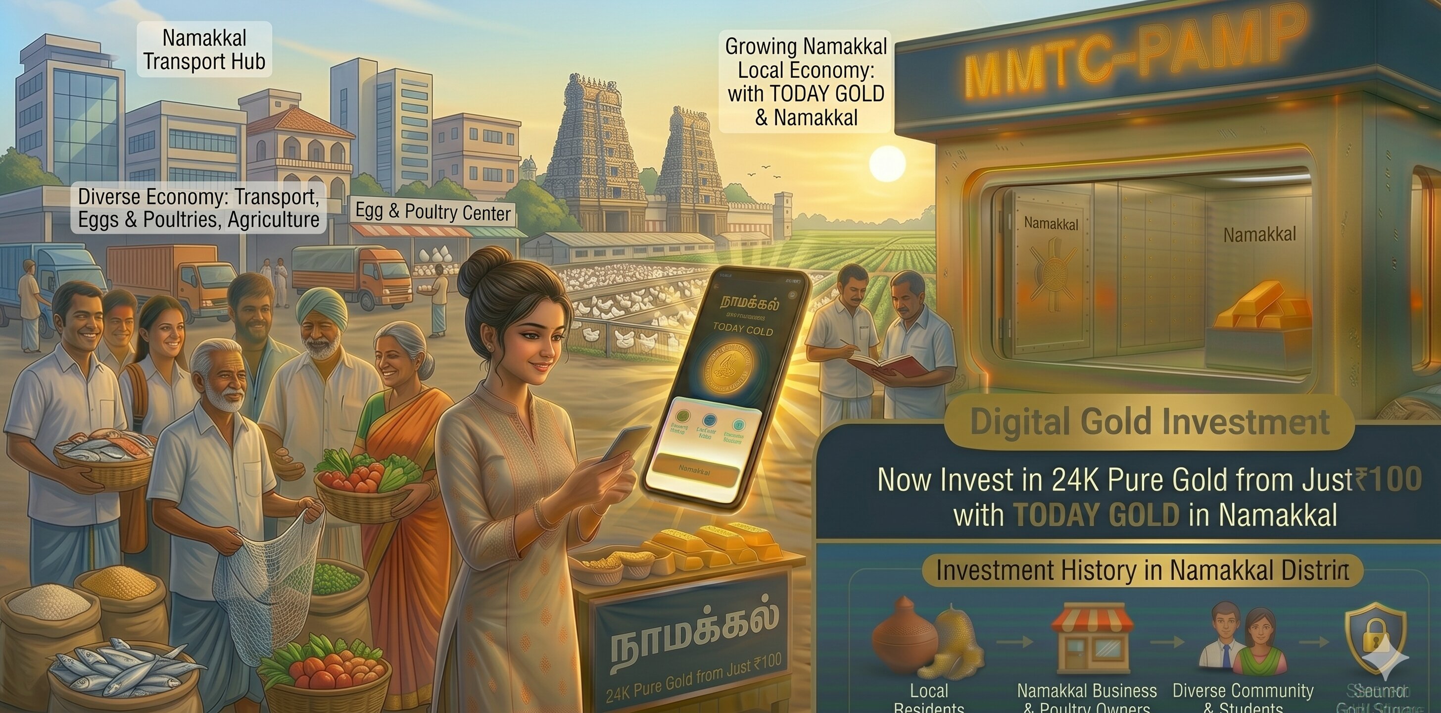 Digital gold investment with TODAY GOLD in Namakkal – MMTC-PAMP 24K pure gold