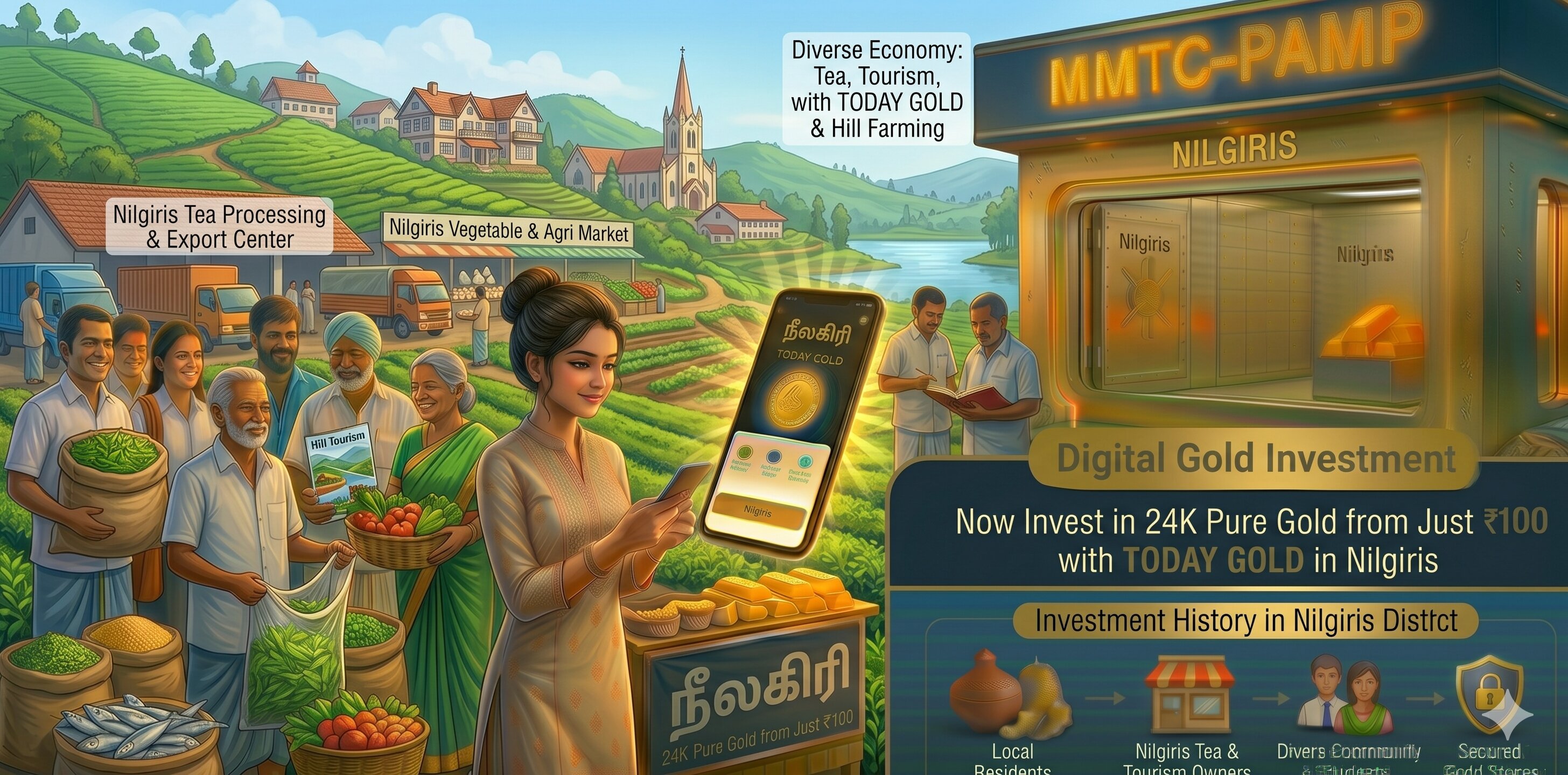 Digital gold investment with TODAY GOLD in Nilgiris – MMTC-PAMP 24K pure gold