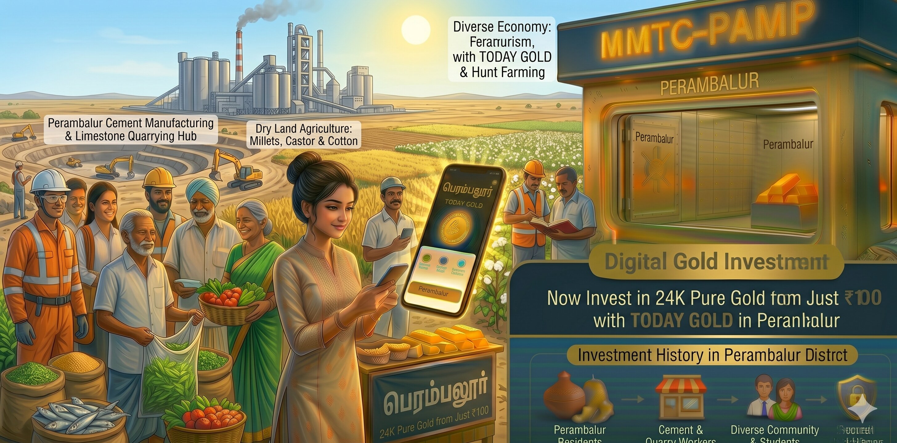 Digital gold investment with TODAY GOLD in Perambalur – MMTC-PAMP 24K pure gold