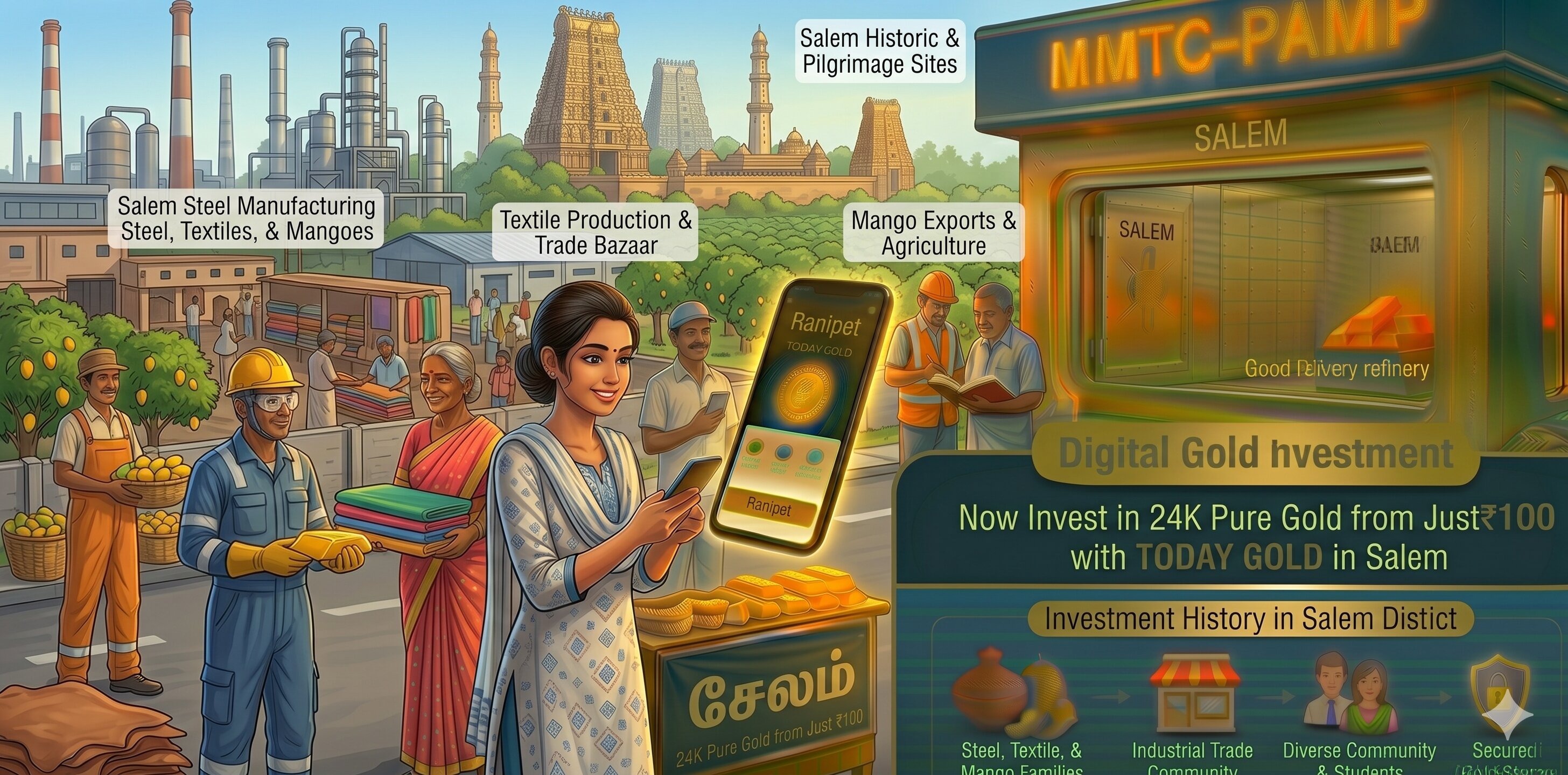 Digital gold investment with TODAY GOLD in Salem – MMTC-PAMP 24K pure gold