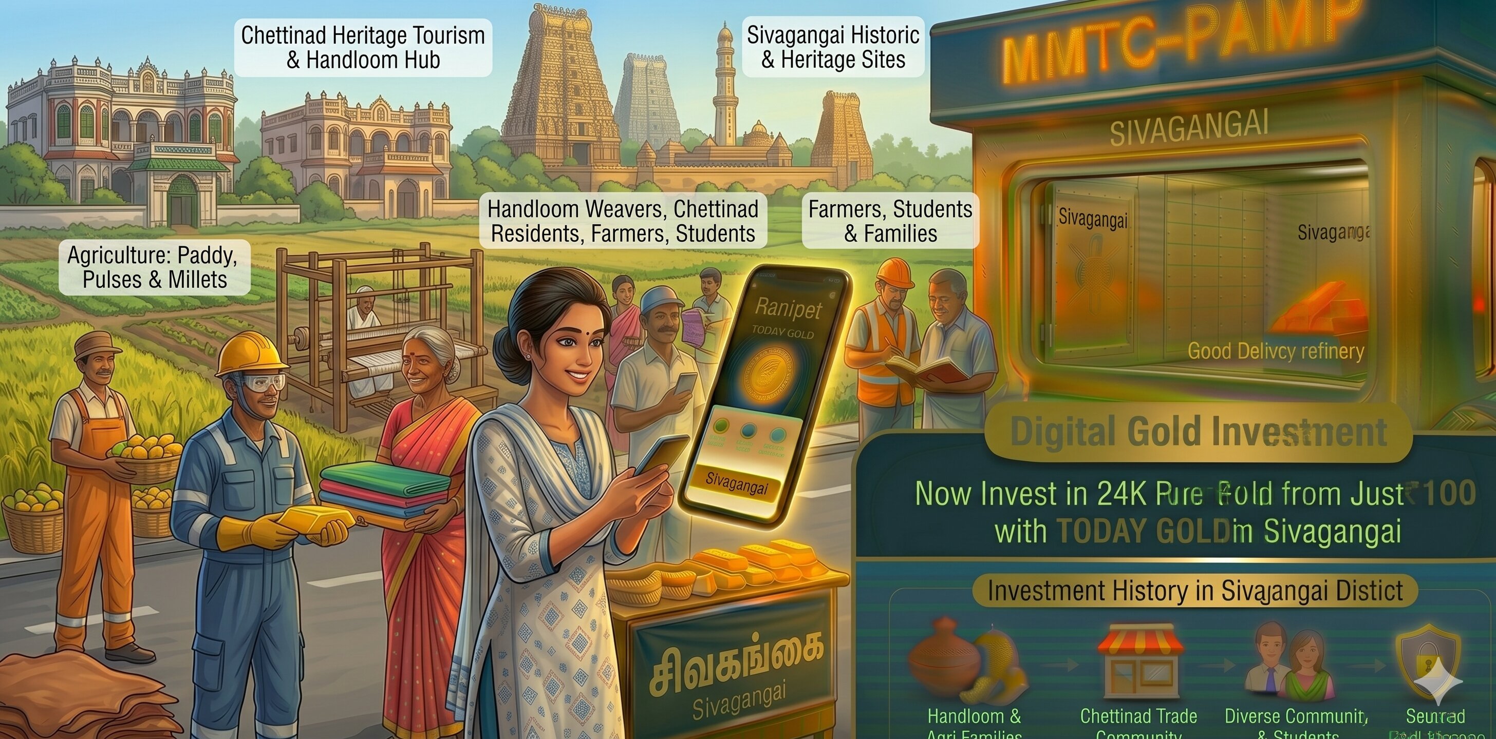Digital gold investment with TODAY GOLD in Sivagangai – MMTC-PAMP 24K pure gold