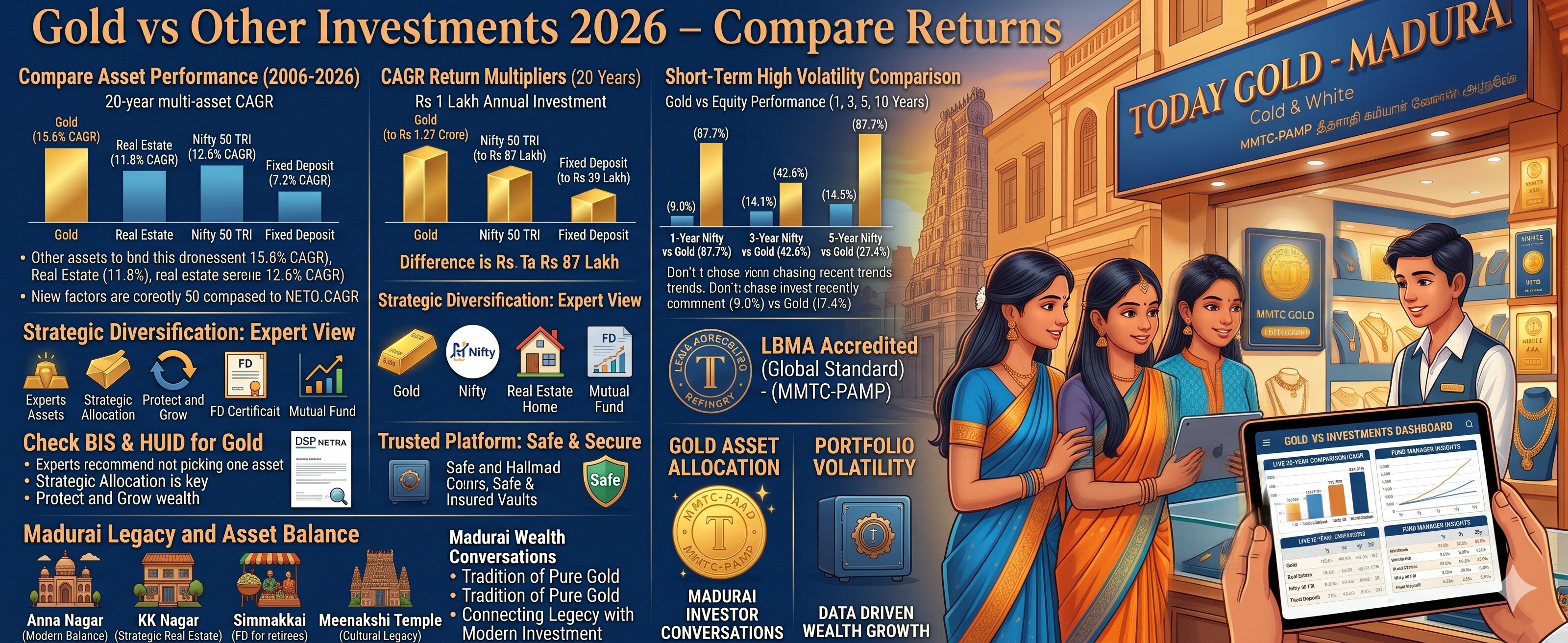 Gold vs Other Investments 2026 – Compare Returns of Gold, Nifty, Real Estate & FD in India